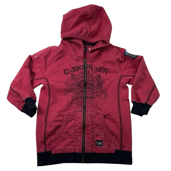 Quiksilver Other - Quiksilver Vintage Y2K Grunge Graphic Full Zip Fleece Jacket Hoodie Youth 3T 00s